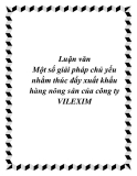 Báo cáo Một số giải pháp chủ yếu nhằm thúc đẩy xuất khẩu hàng nông sản của công ty VILEXIM