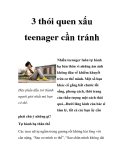 3 thói quen xấu teenager cần tránh  