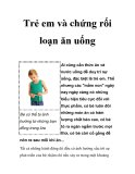 Trẻ em và chứng rối loạn ăn uống  