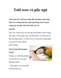 Tuổi teen và giấc ngủ  