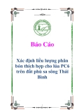 Luận văn: Xác định liều lượng phân bón thích hợp cho lúa PC6 trên đất phù sa sông Thái Bình