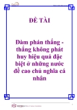 Trương Trung Nghĩa - Đàm phán thắng - thắng không phát huy hiệu quả đặc biệt ở những nước đề cao chủ nghĩa cá nhân