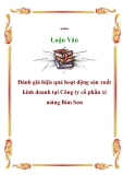 Luận văn: Đánh giá hiệu quả hoạt động sản xuất kinh doanh tại Công ty cổ phần xi măng Bỉm Sơn