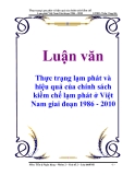 Luận văn: Thực trạng lạm phát và hiệu quả của chính sách kiềm chế lạm phát ở Việt Nam giai đoạn 1986 - 2010