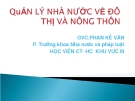 Quản lý nhà nước về đô thị và nông thôn (GVC.PHan Kế Vân)