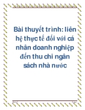 Đề tài: Liên hệ thực tế đối với cá nhân, doanh nghiệp đến thu chi ngân sách nhà nước