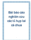 Bài báo cáo nghiên cứu các tổ hợp lai cà chua