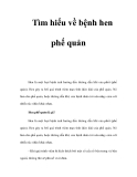 Tìm hiểu bệnh hen phế quản  