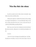 Nên tha thứ cho nhau   