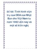 Đề tài: Tình hình viện trợ của ODA của Nhật Bản cho Việt Nam từ năm 1992 đến nay và một số kiến nghị