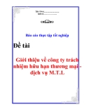 Báo cáo thực tập tốt nghiệp:  "Giới thiệu về công ty trách nhiệm hữu hạn thương mại - dịch vụ M.T.L"