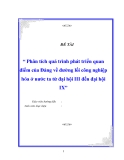 Đề tài : Phân tích sự phát triển quan điểm về đường lối công nghiệp hóa của Đảng từ Đại hội III đến đại hội XI