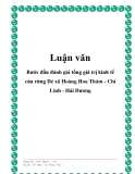 Bước đầu đánh giá tổng giá trị kinh tế của rừng Dẻ xã Hoàng Hoa Thám - Chí Linh - Hải Dương