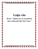 Đề tài: “ Nghiên cứu các loại hình du lịch ở thành phố biển Nha Trang ”