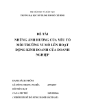 Đề tài: " Những ảnh hưởng của yếu tố môi trường vi mô lên hoạt động kinh doanh của doanh nghiệp"