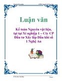 Luận văn: Kế toán Nguyên vật liệu, tại tại Xí nghiệp 1 – Cty CP Đầu tư Xây lắp Dầu khí số 1 Nghệ An