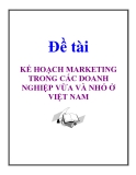 Đề tài: KẾ HOẠCH MARKETING TRONG CÁC DOANH  NGHIỆP VỪA VÀ NHỎ Ở VIỆT NAM