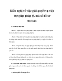 Kiến nghị về việc giải quyết vụ việc trợ giúp pháp lý, mã số hồ sơ 015343