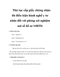 Thủ tục cấp giấy chứng nhận đủ điều kiện hành nghề y tư nhân đối với phòng xét nghiệm mã số hồ sơ 148354