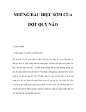 NHỮNG DẤU HIỆU SỚM CỦA ĐỘT QUỴ NÃOI. ĐẠI CƯƠNG 