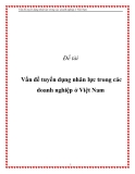 Đề tài " Vấn đề tuyển dụng nhân lực trong các doanh nghiệp ở Việt Nam "