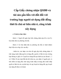 Cấp Giấy chứng nhận QSDĐ và tài sản gắn liền với đất đối với trường hợp người sử dụng đất đồng thời là chủ sở hữu nhà ở, công trình xây dựng