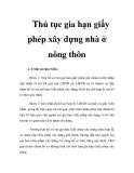 Thủ tục gia hạn giấy phép xây dựng nhà ở nông thôn  