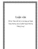 Đề tài: Hạn chế rủi ro tín dụng tại Ngân hàng thương mại cổ phần Ngoại thương Thăng Long