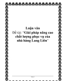 Báo cáo: “Giải pháp nâng cao chất lượng phục vụ của nhà hàng Lang Liêu”