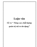 Đề tài: Nâng cao chất lượng quản trị rủi ro tín dụng