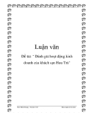 Đề tài: " Đánh giá hoạt động kinh doanh của khách sạn Hoa Trà"