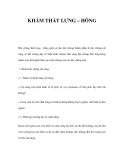 KHÁM THẮT LƯNG – HÔNG 