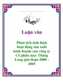 Đề tài: Phân tích tình hình hoạt động sản xuất kinh doanh của công ty Cổ phần may Thăng Long giai đoạn 2000 - 2005