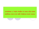 THỰC PHẨM VÀ NHU CẦU DINH DƯỠNG CHO CÁC ĐỐI TƯỢNG KHÁC NHAU