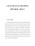 CÁC CƠ QUAN CỦA HỆ THỐNG MIỄN DỊCH – PHẦN 1  