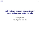 HỆ THỐNG THÔNG TIN QUẢN LÝ - CHƯƠNG 1 - NHỮNG KHÁI NIỆM CƠ BẢN