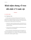 Vi sinh vật - Khái niệm chung về trao đổi chất ở Vi sinh vật 