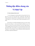 Vi sinh vật - Những đặc điểm chung của Vi Sinh Vật  