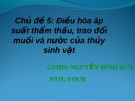 Điều hòa áp suất thẩm thấu, trao đổi muối và nước của thủy sinh vật