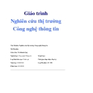 Giáo trình Nghiên cứu thị trường Công nghệ thông tin - Mở đầu