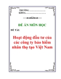 Đề án môn học: Hoạt động đầu tư của các công ty bảo hiểm nhân thọ tạo Việt Nam