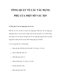 TỔNG QUÁT VỀ CÁC TÁC DỤNG PHỤ CỦA MỘT SỐ VẮC XIN 