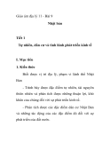 Giáo án địa lý 11 - Bài 9 Nhật bản  Tiết 1 Tự nhiên, dân cư và tình hình phát triển kinh tế