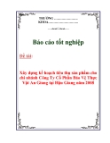 Báo cáo tốt nghiệp: Xây dựng kế hoạch tiêu thụ sản phẩm cho chi nhánh Công Ty Cổ Phần Bảo Vệ Thực Vật An Giang tại Hậu Giang năm 2008