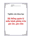 Nghiên cứu khoa học:  Hệ thống quản lý mẫu bệnh phẩm trên gia súc, gia cầm