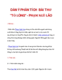 DÀN Ý PHÂN TÍCH BÀI THƠ "TỎ LÒNG" - PHẠM NGŨ LÃO