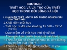 CHƯƠNG I TRIẾT HỌC VÀ VAI TRÒ CỦA TRIẾT HỌC TRONG ĐỜI SỐNG XÃ HỘI