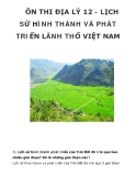 ÔN THI ĐỊA LÝ 12 - LỊCH SỬ HÌNH THÀNH VÀ PHÁT TRIỂN LÃNH THỔ VIỆT NAM 