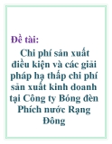 Đề tài: Chi phí sản xuất điều kiện và các giải pháp hạ thấp chi phí sản xuất kinh doanh tại Công ty Bóng đèn Phích nước Rạng Đông