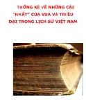 THỐNG KÊ VỀ NHỮNG CÁI "NHẤT" CỦA VUA VÀ TRIỀU ĐẠI TRONG LỊCH SỬ VIỆT NAM 